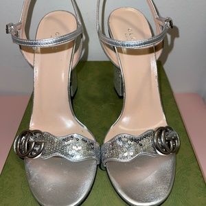 Silver Sequin Gucci High Heels